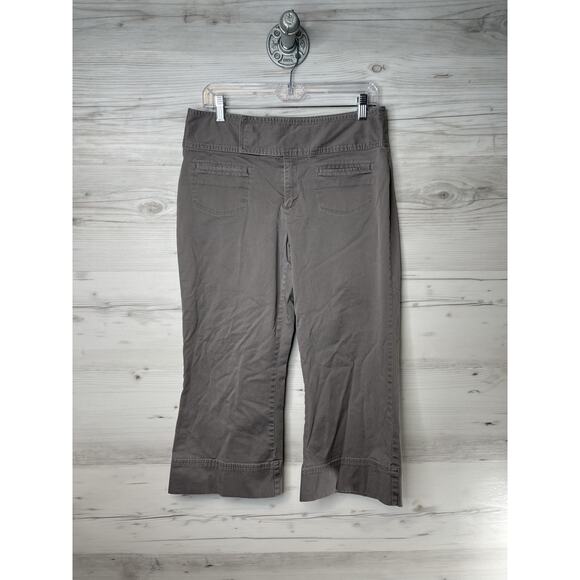 GAP Khakis Pants Womens 10 Gray Cropped Stretch Casual Capri Pockets 96 Cotton - Picture 1 of 11